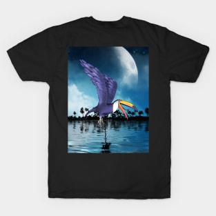 Funny toucan flying in the night T-Shirt